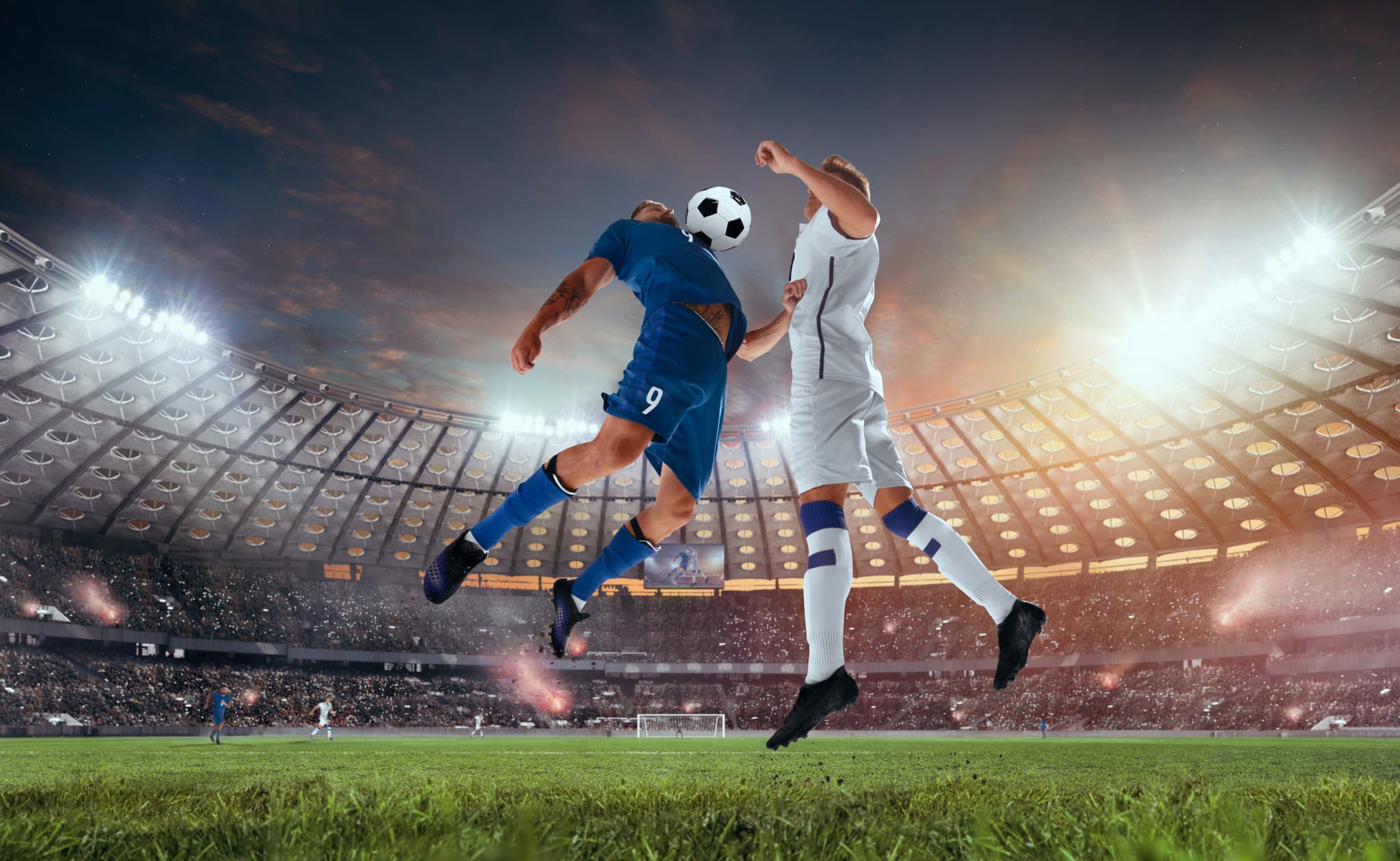 Football players in action